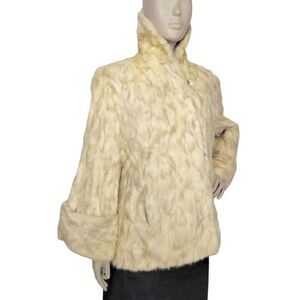 Antique 1920's/30's Sagarsky's Beige Rabbit Fur Cuffed Wide Sleeve Mob Wife Coat